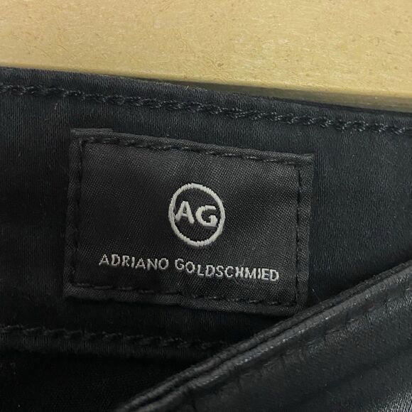 AG Adriano Goldschmied Jeans Women 27 Black Faux Leather Pants Farrah Skinny NEW - Picture 3 of 15